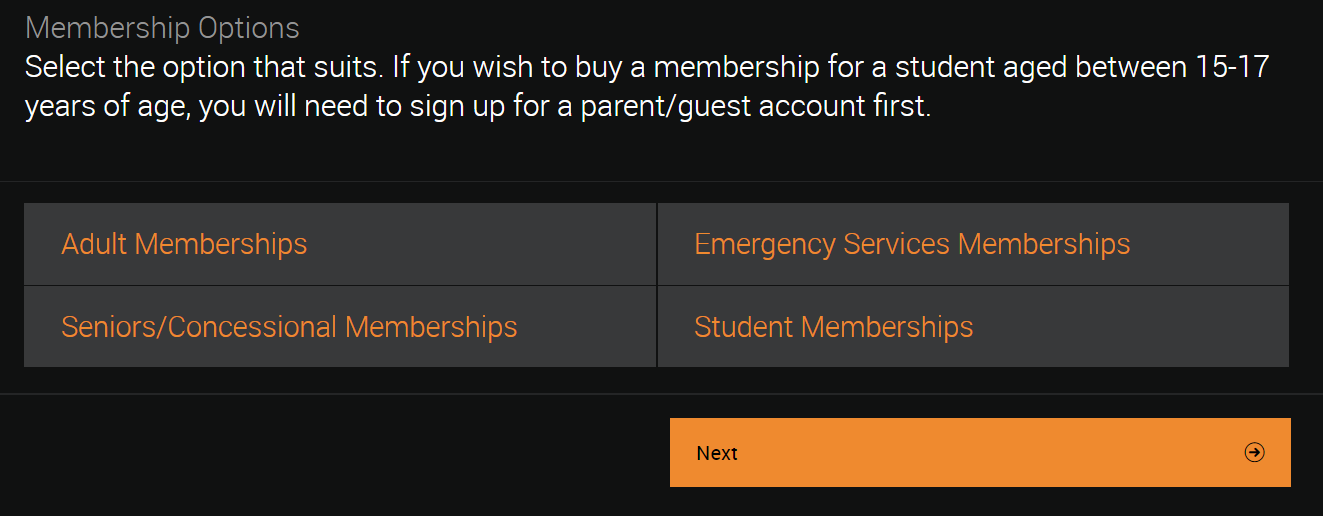 Membership Type Screen